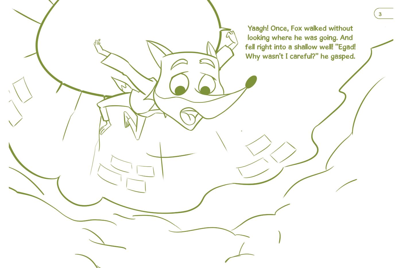 Aesop's 2.0, The Fox and the Goat, Read Along Colouring Book