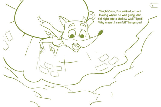 Aesop's 2.0, The Fox and the Goat, Read Along Colouring Book