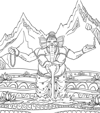 Shree Ganesha, Colouring Book, The Friendly God Who Helps Everyone
